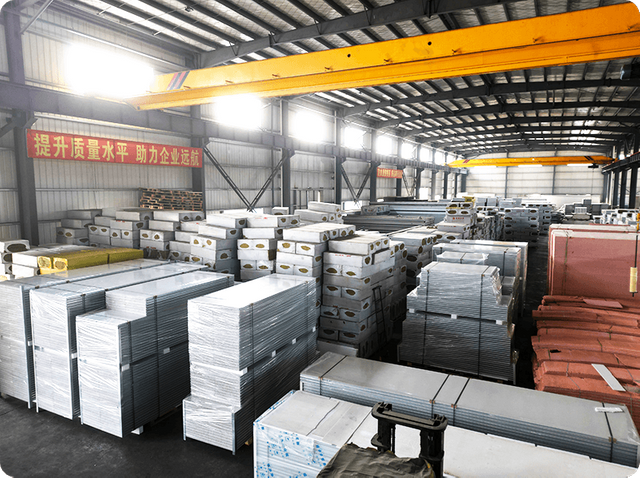 Rockwool sandwich panel production line in large-scale manufacturing facility